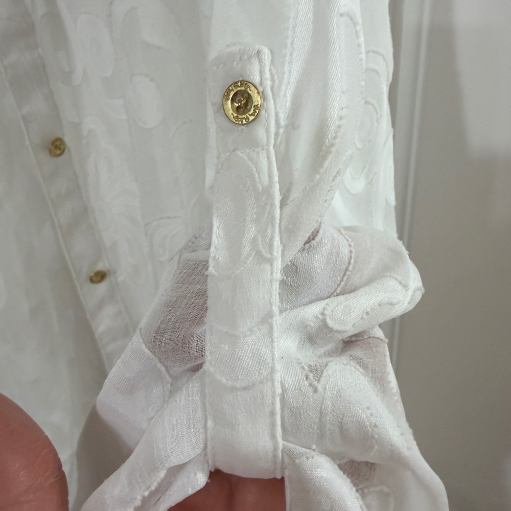 Lilly Pulitzer Sheer White Embroidered Button-Front Duster - Picture 4 of 7